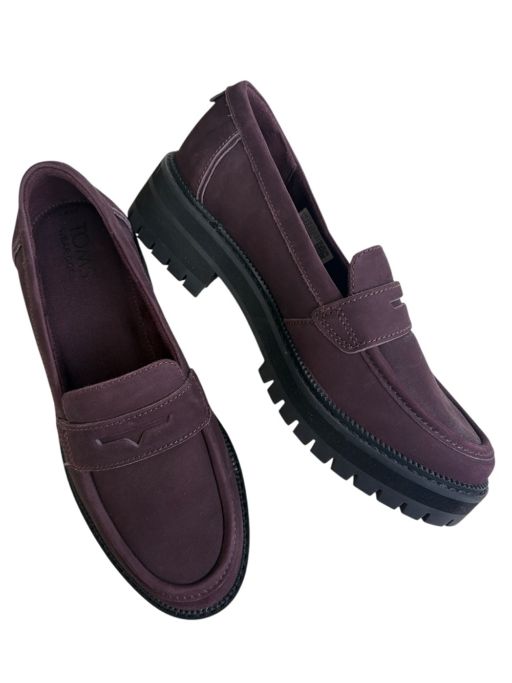 EUC Toms Leather Cara Loafers Deep Plum Size 7